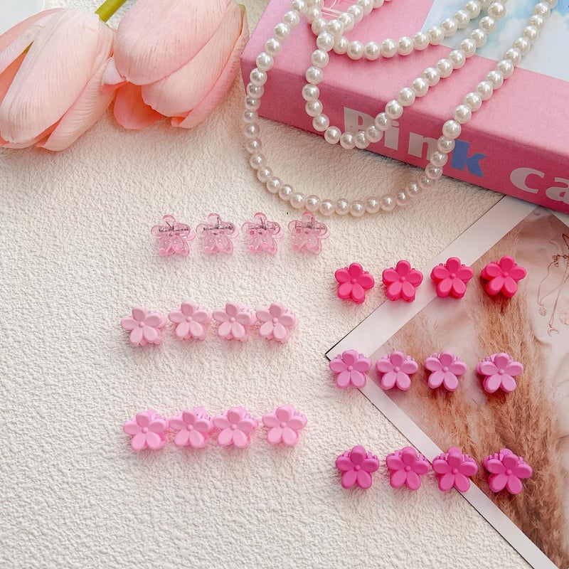ELEMIRSA 96pcs Baby Girl Hair Clips - 24 Multicolors Mini Flower Claw Clips in Organizer Box - Image 3